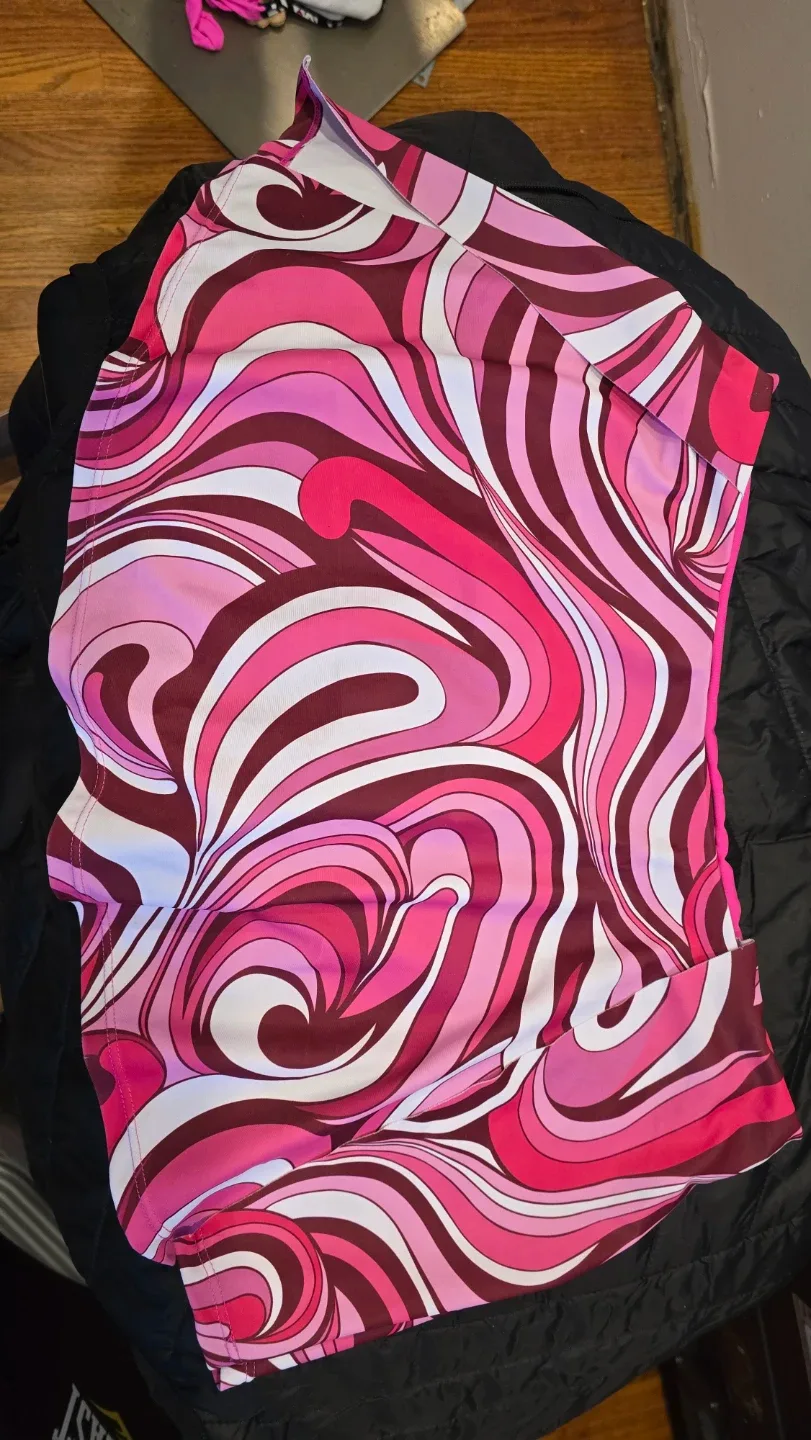 Pink Patterned Swimsuit skirt with panty M #Cleanout