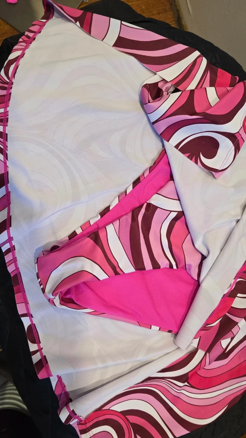Pink Patterned Swimsuit skirt with panty M #Cleanout image indicator(2)