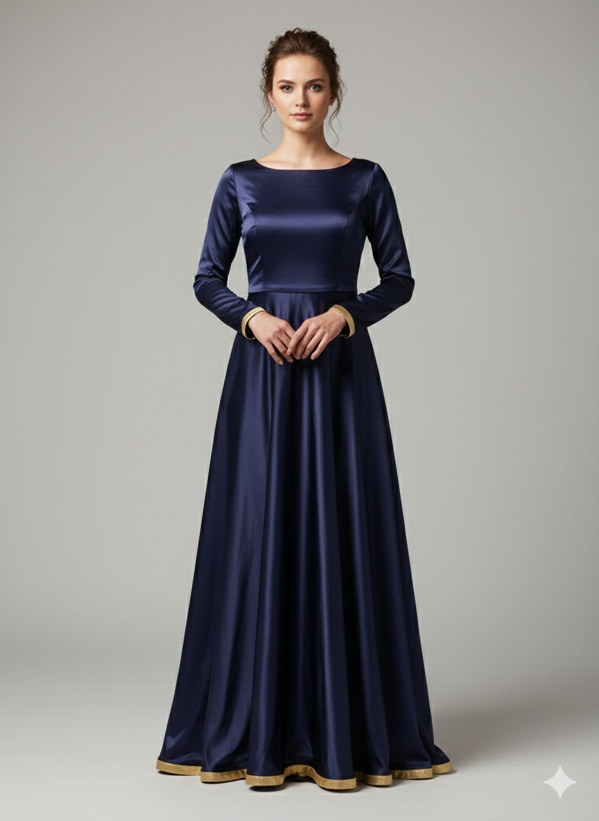 Navy Blue Long Sleeve Dress