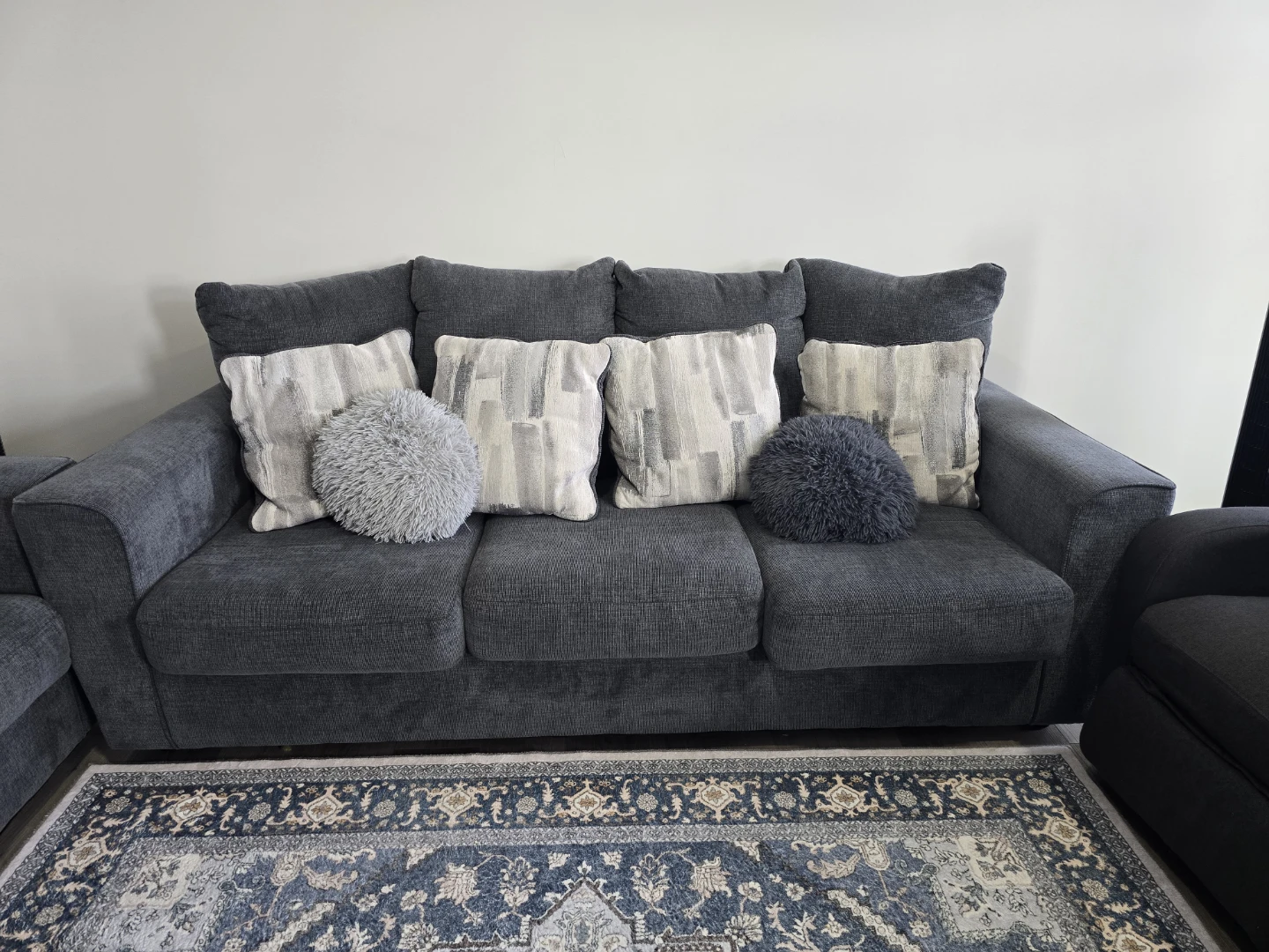 Ashleys Grey Three-Seat Sofa x2 - photo 3
