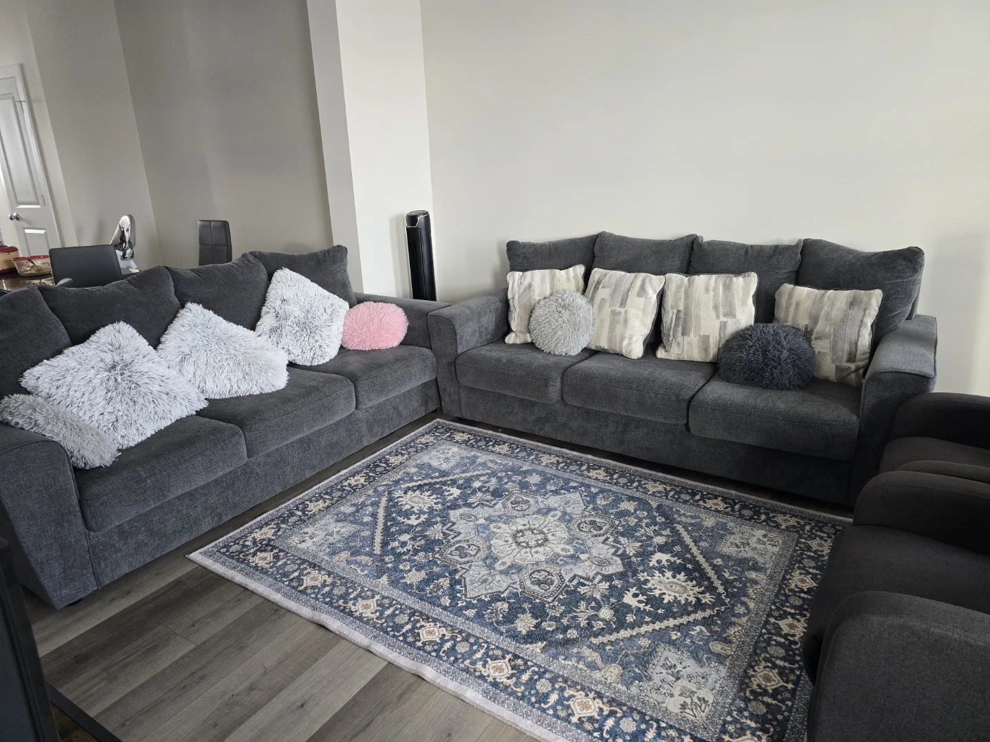 Ashleys Grey Three-Seat Sofa x2 - photo 4