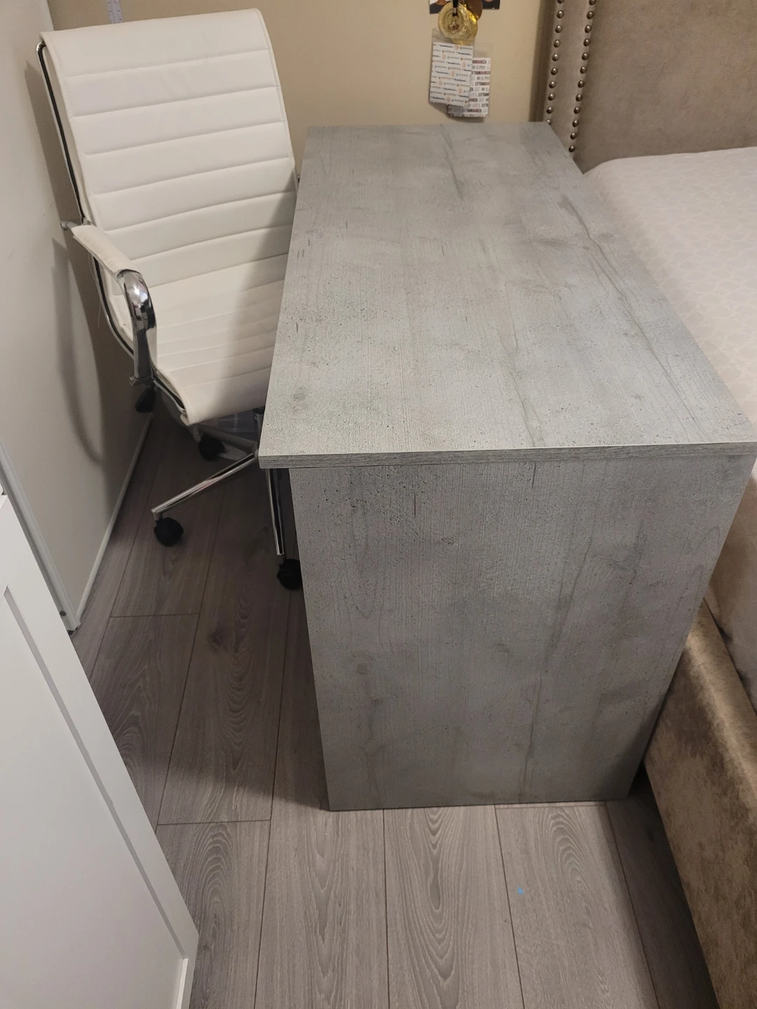 2 Grey Desk with White Drawers with 2 office chair