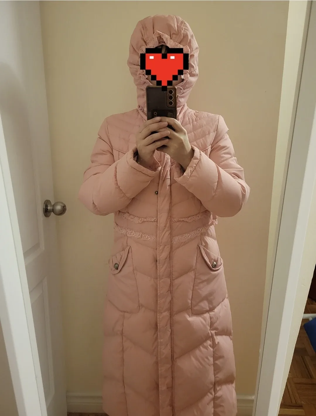 Pink Down Filled Long Coat size small