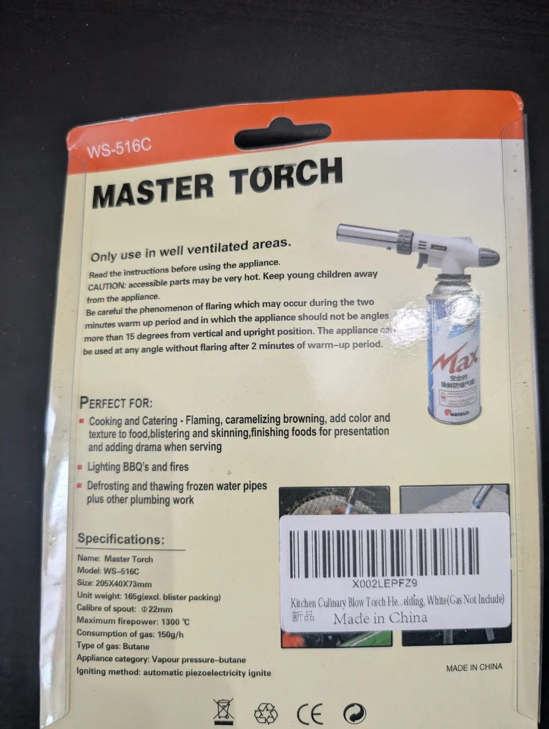 Master Torch WS-516C Culinary Blow Torch - New #Cleanout image indicator(3)
