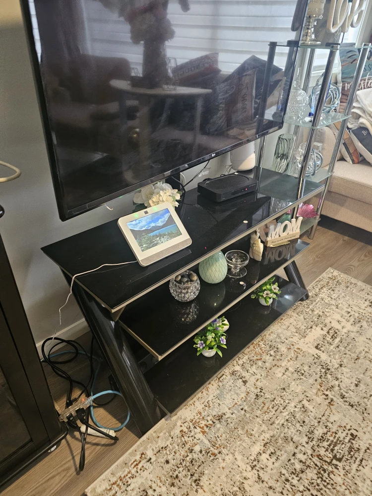 Black TV Stand with Shelves - photo 2