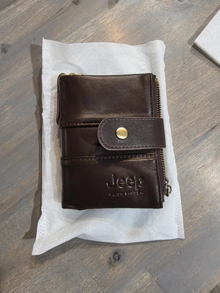 Jeep Brown Leather Wallet with Chain