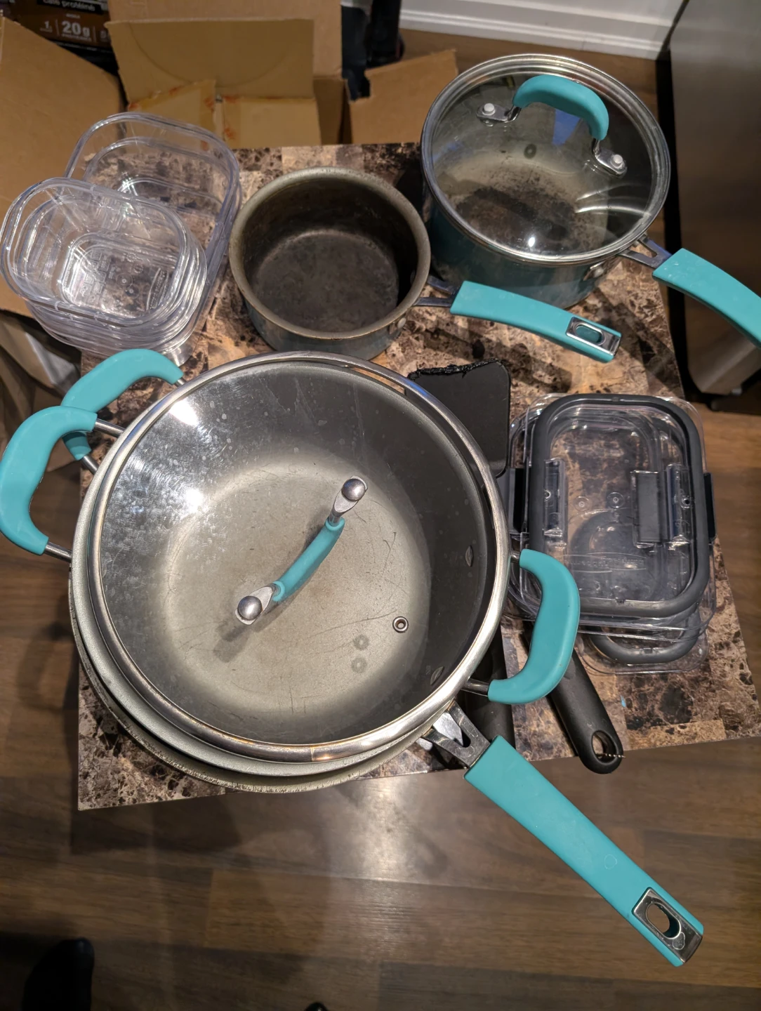 Turquoise Handle Cookware Set