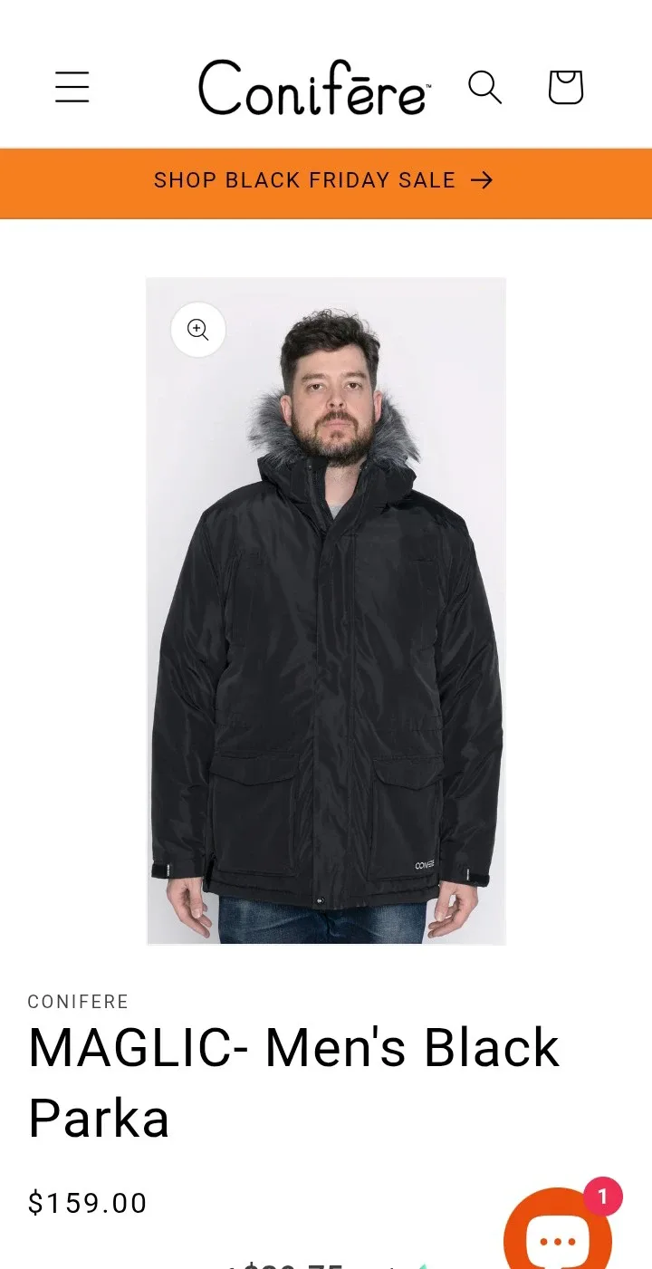 Conifere MAGLIC Men's Black Parka