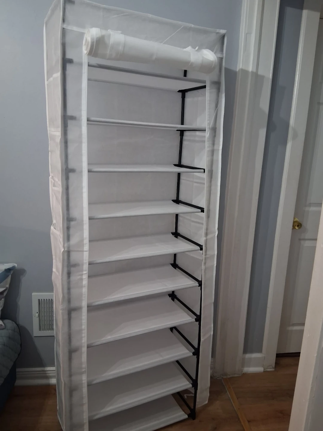 White 10-Shelf Shoe Rack - Like New!