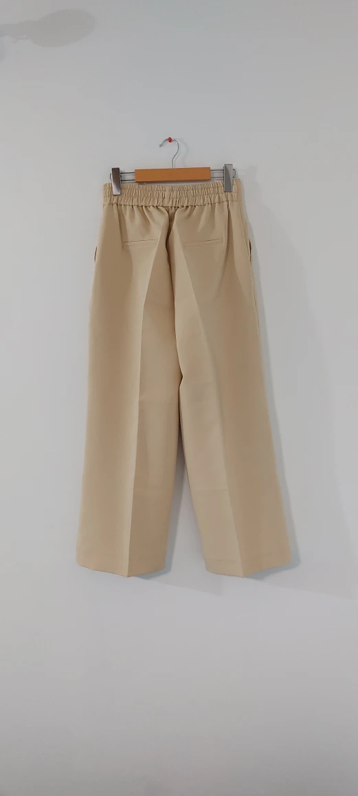 Beige Wide Leg Cropped Pants - Size M - photo 3