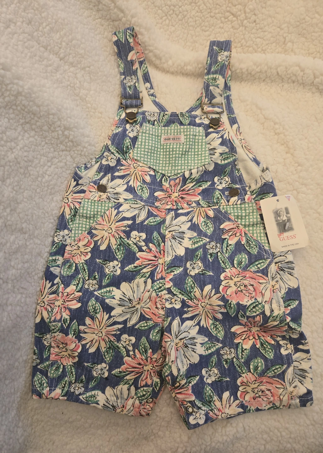 Baby Guess Floral Overalls - Size 24 Months