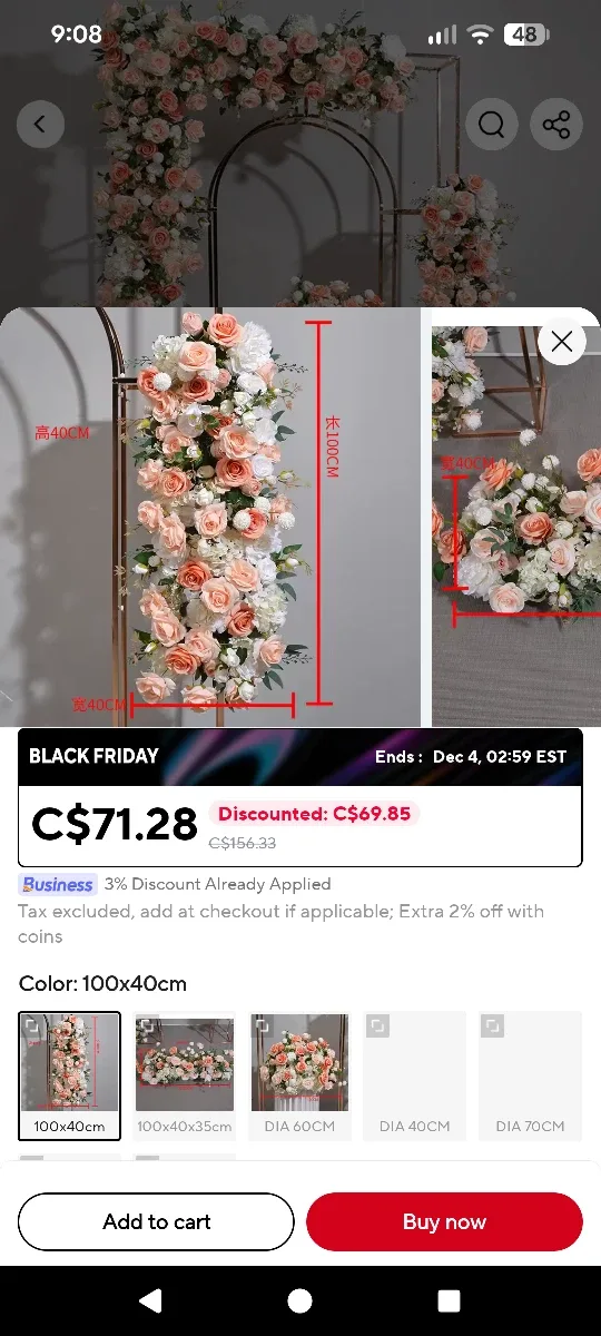 Floral Arrangement 100x40cm