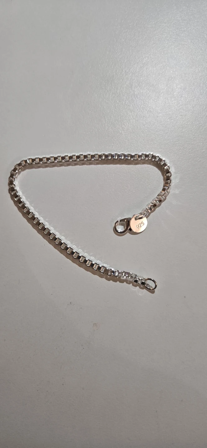 925 Sterling Silver plated Box Chain Bracelet (Unisex) - photo 2