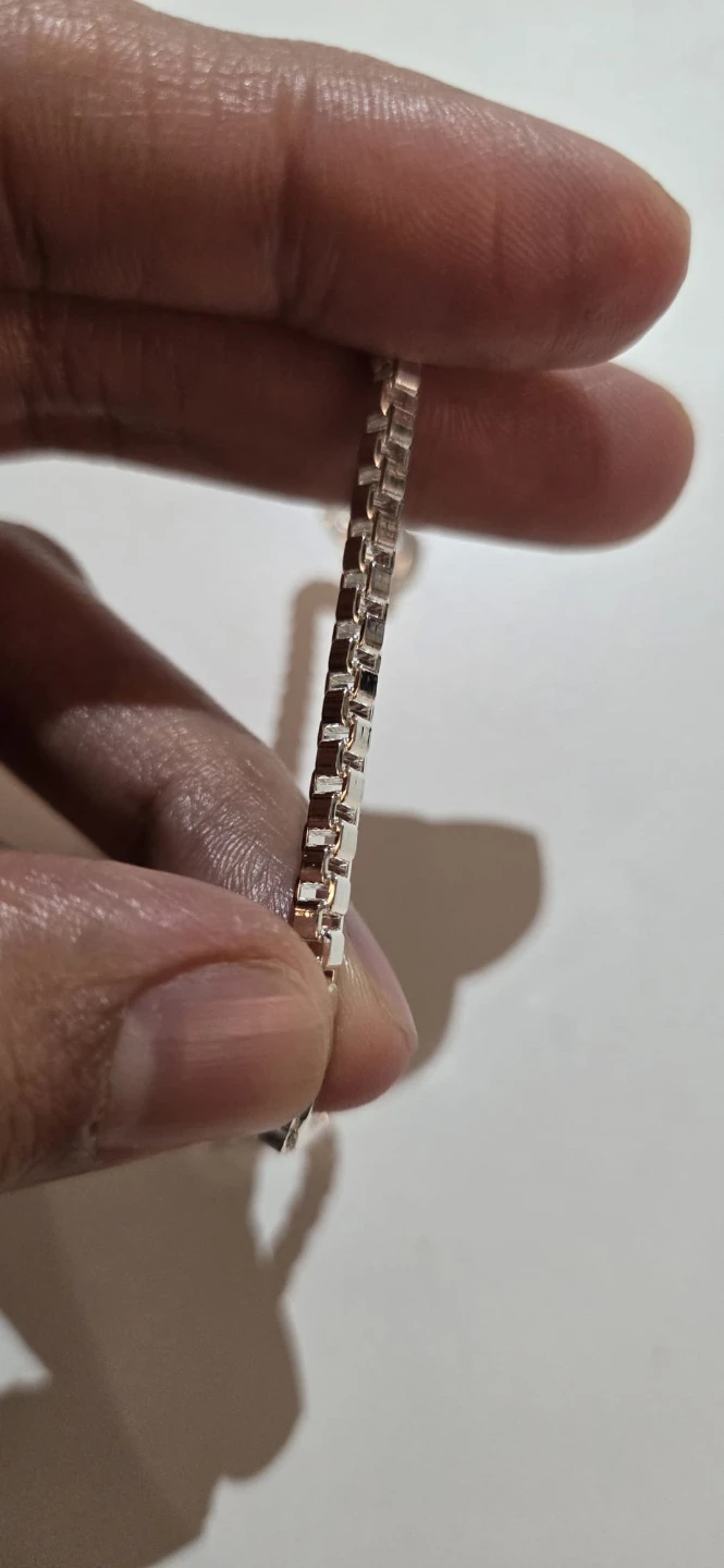 925 Sterling Silver plated Box Chain Bracelet (Unisex) - photo 3