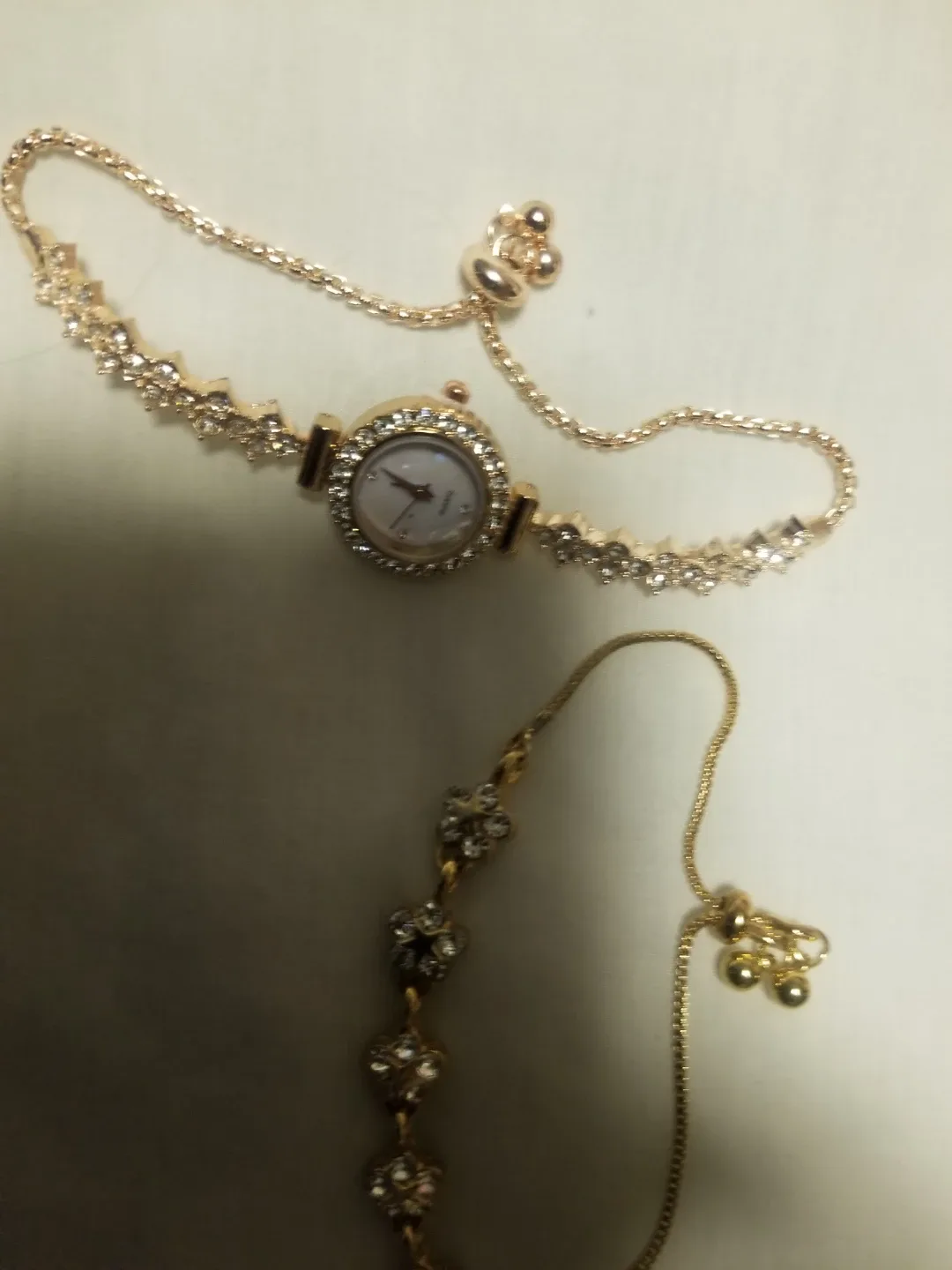 Ladies' Gold-Tone Watch and Bracelet Set