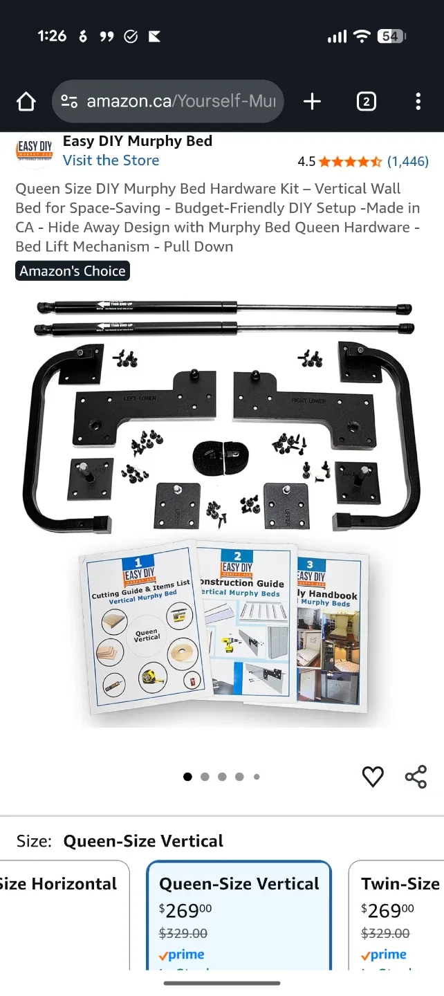 Easy DIY Murphy Bed Hardware Kit Vertical (Upright) image indicator(4)