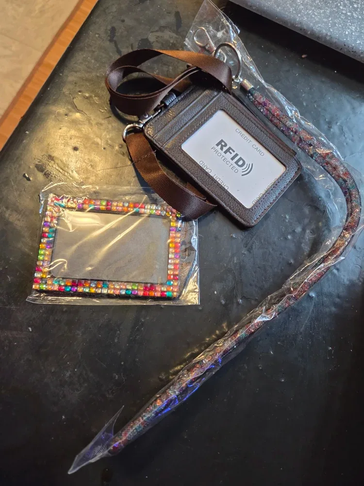 RFID Protected Brown Card Holder with Lanyard