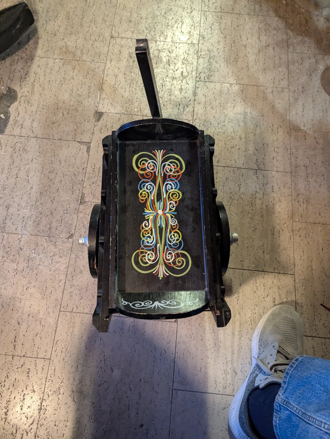 Decorative Black Wooden Cart hand painted from Costa Rica