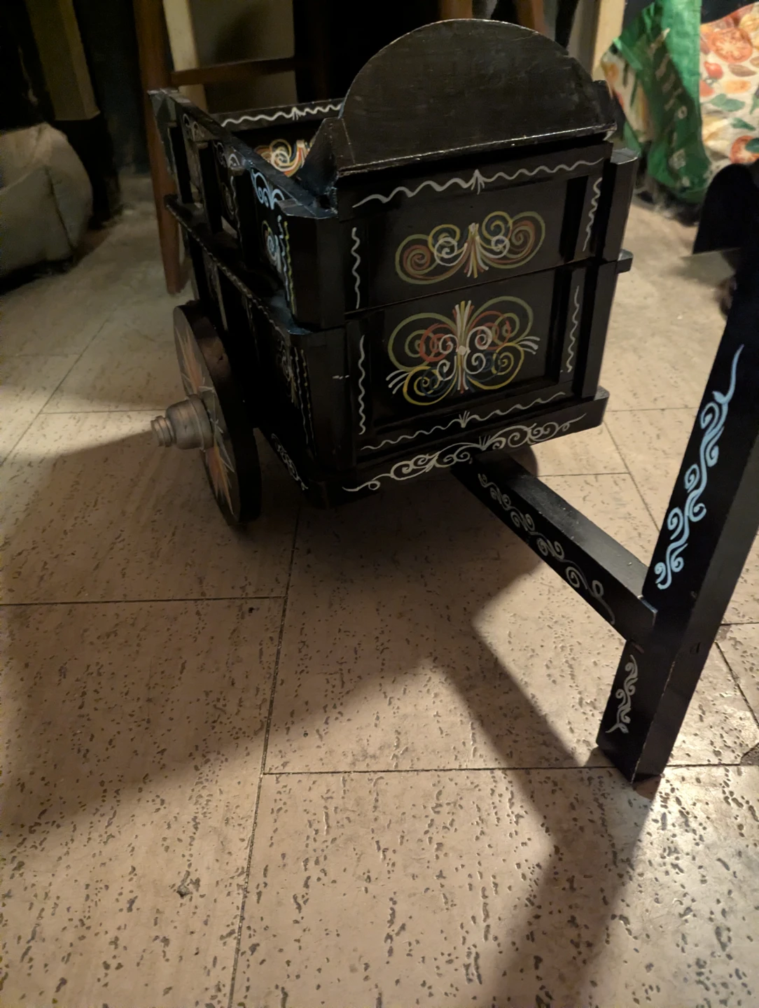 Decorative Black Wooden Cart hand painted from Costa Rica - photo 5