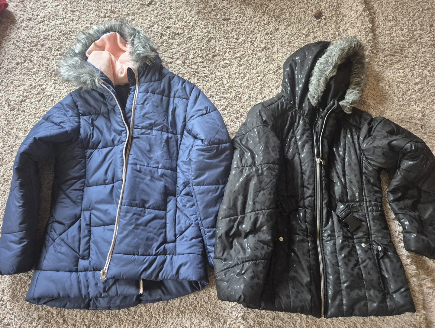 Two New Puffer Jackets for girls - Blue and Black