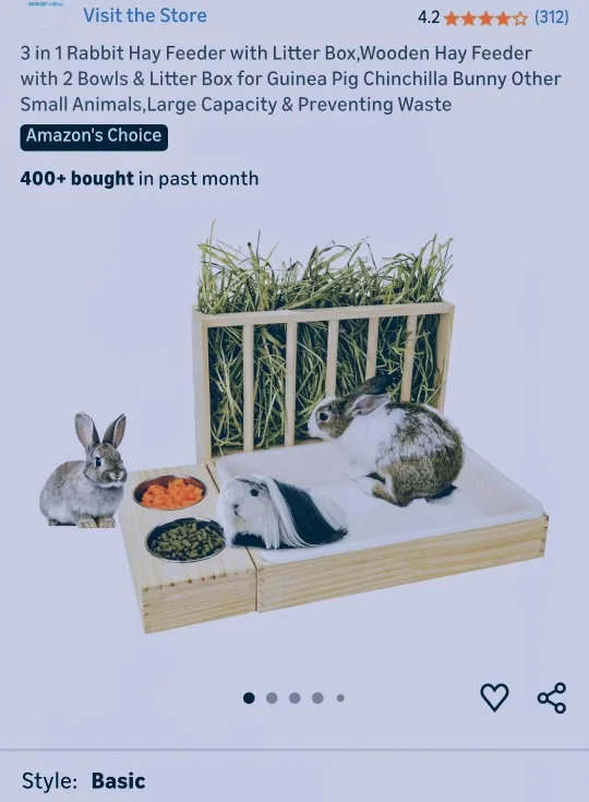 BESNEW Rabbit Hay Feeder with Litter Box