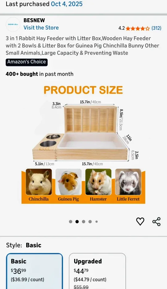 BESNEW Rabbit Hay Feeder with Litter Box image indicator(2)