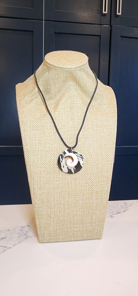 Black & White Spiral Shell Pendant Necklace