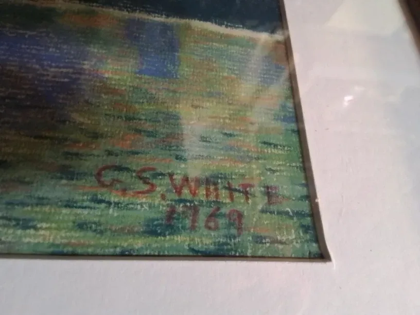 Original Pastel Painting C.S. White 1969 15.25x12.25" image indicator(3)