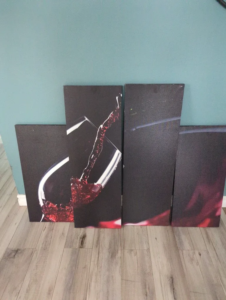 Wine Glass Canvas Wall Art Set