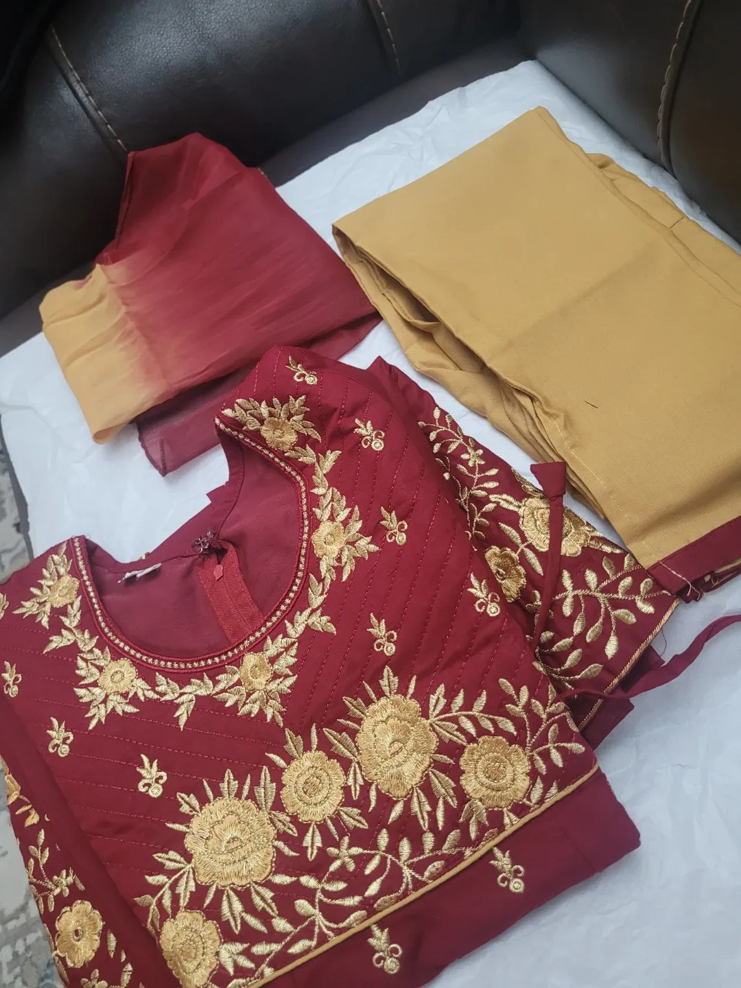 Red Embroidered Salwar Kameez - Size 28