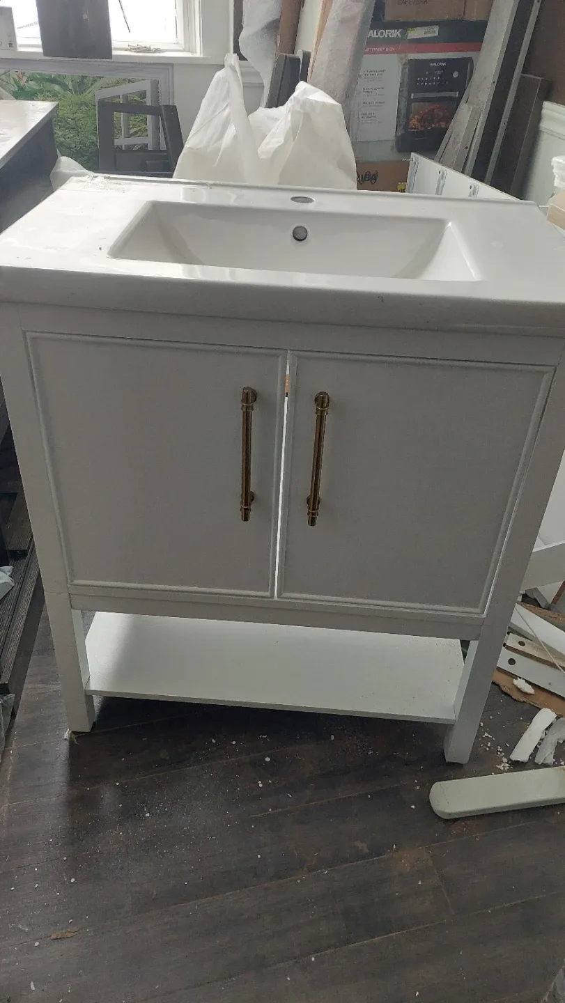 White Bathroom Vanity with Sink