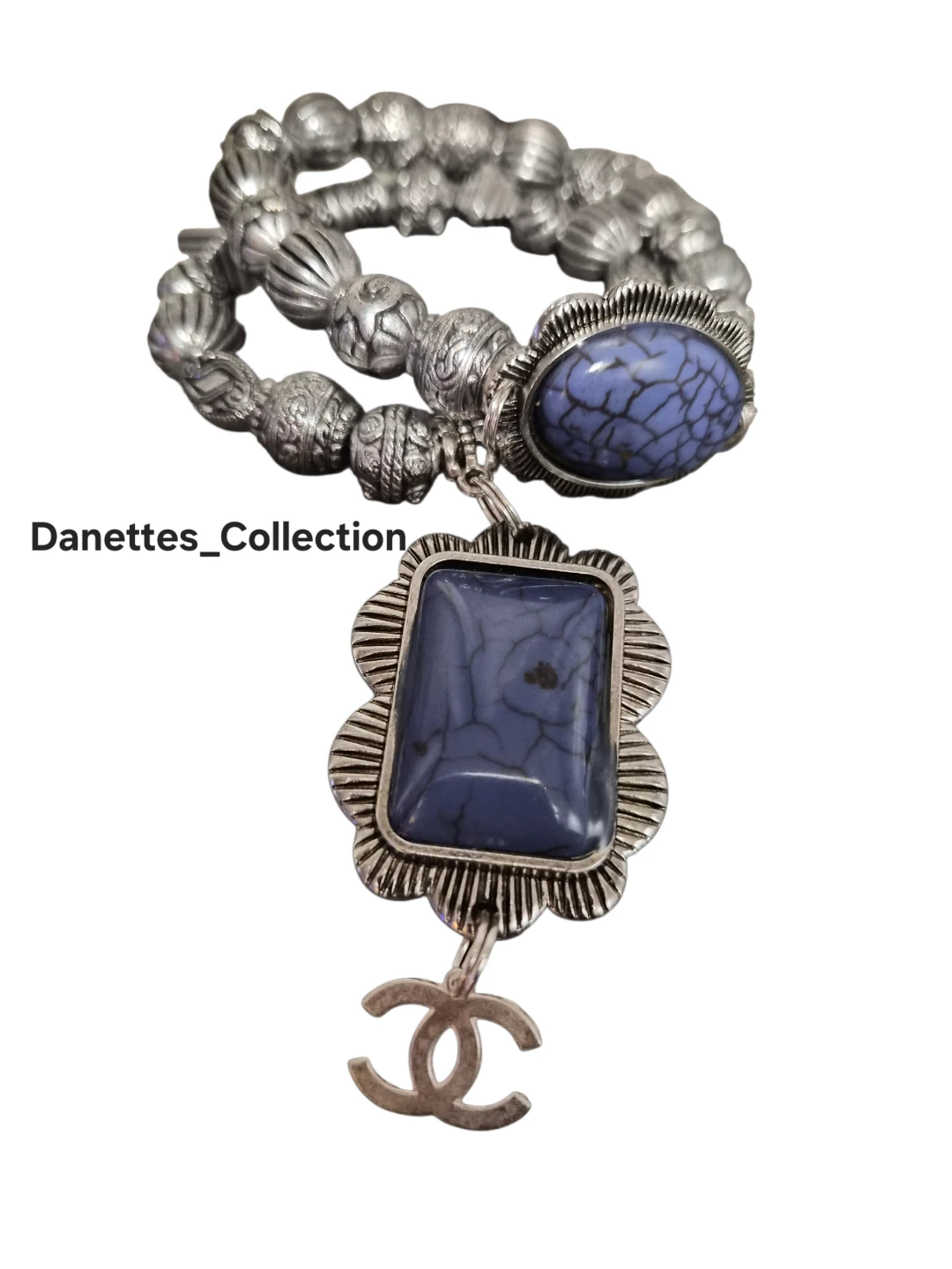 Silver Bracelets with Blue Stones