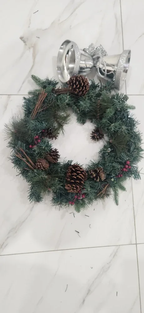 Christmas Wreath with Pine Cones & Silver Bells image indicator(2)