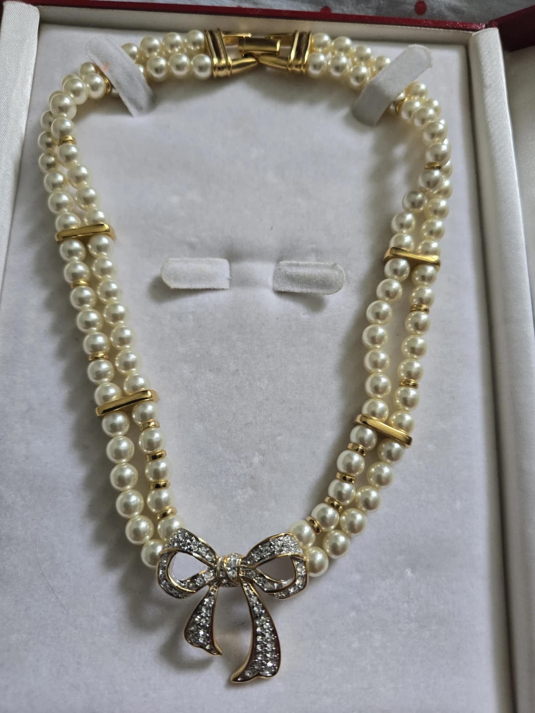 Italina Pearl Necklace with Bow Swarovski crystal. - photo 2