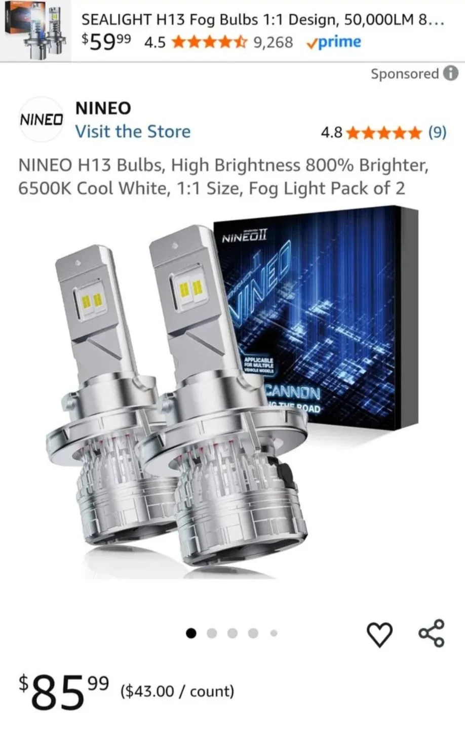 NINEDII Light Cannon H13 LED Bulbs - New