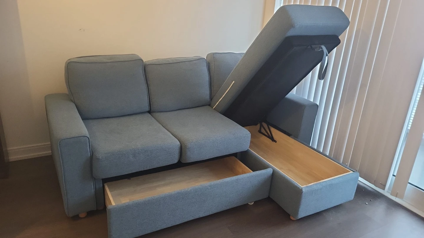 Blue Sleeper Sofa with Storage - photo 2