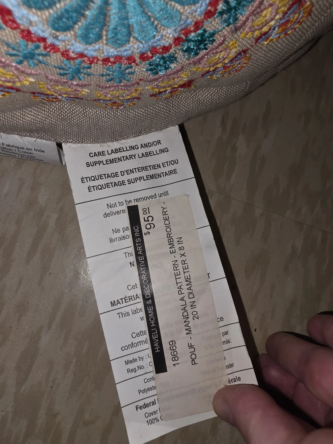 Haveli Home Mandala Pattern Pouf - 20 in - photo 4