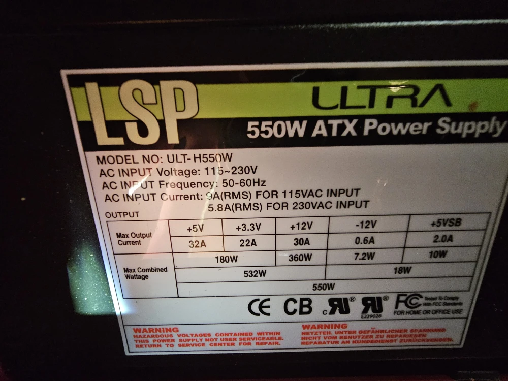 Lsp 550 watt power supply
