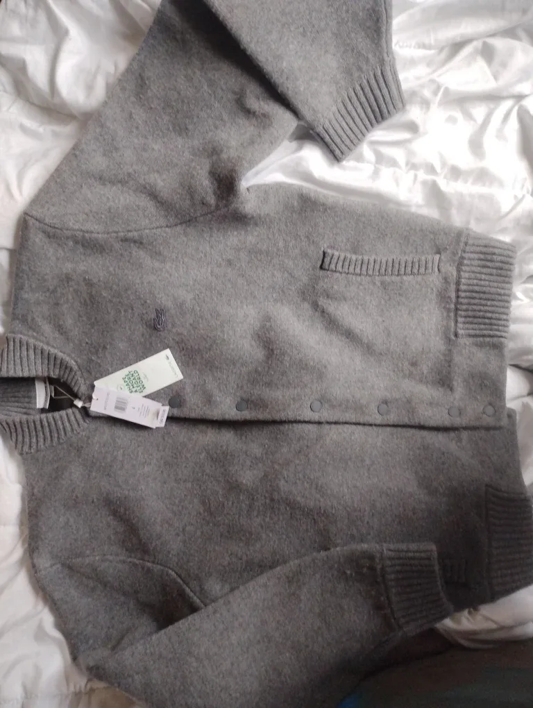 New Lacoste Grey Wool Cardigan Size M