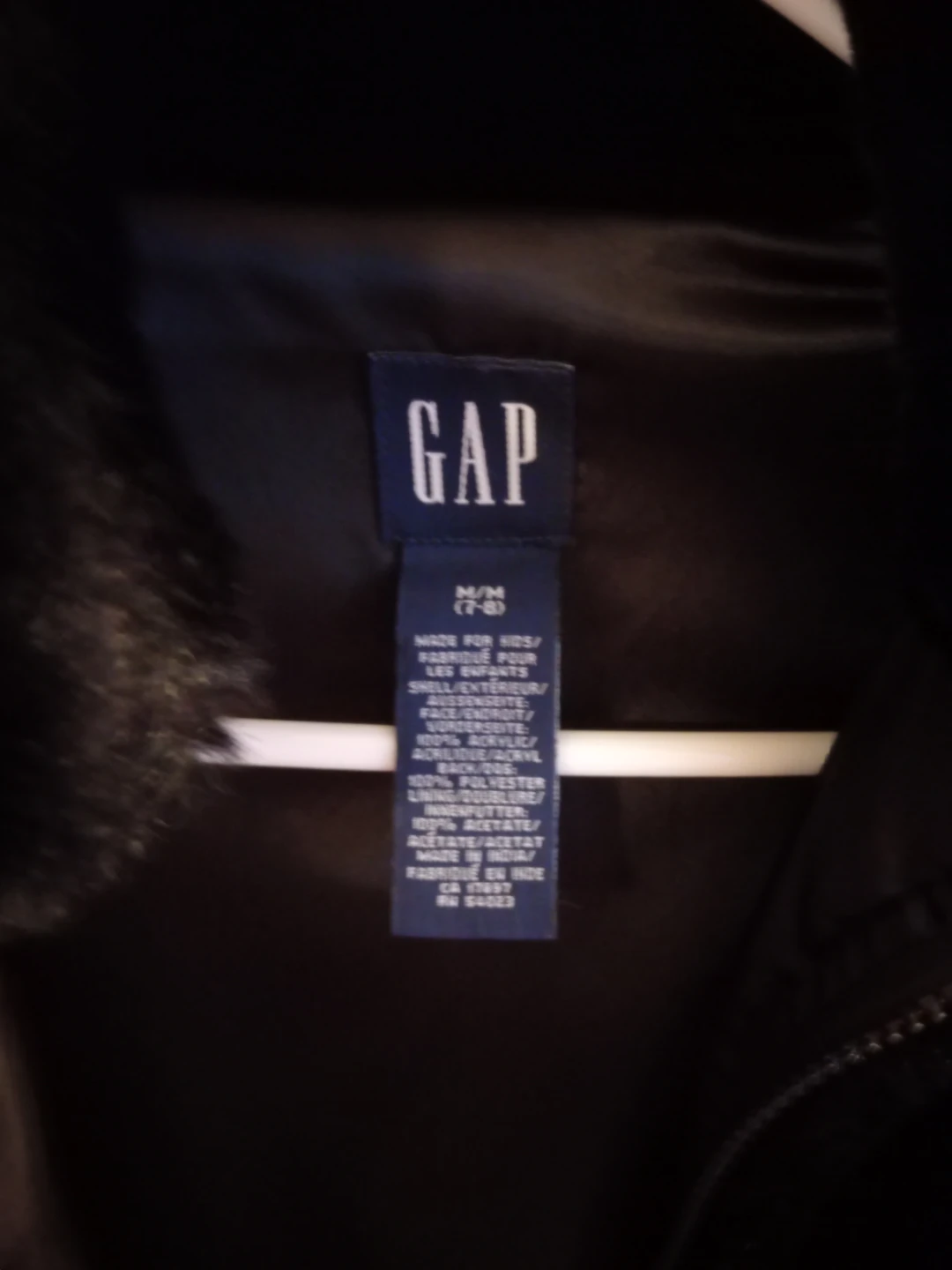 GAP Kids Black Faux Fur Jacket - Size M (7-8) - photo 2