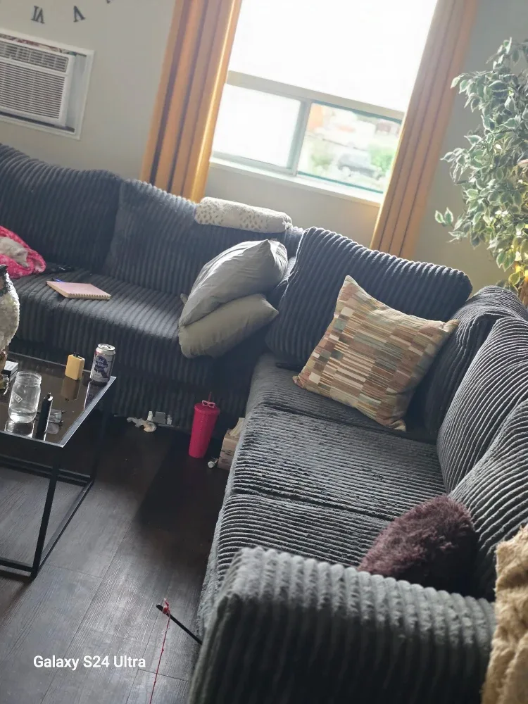 Grey Corduroy Sectional Sofa