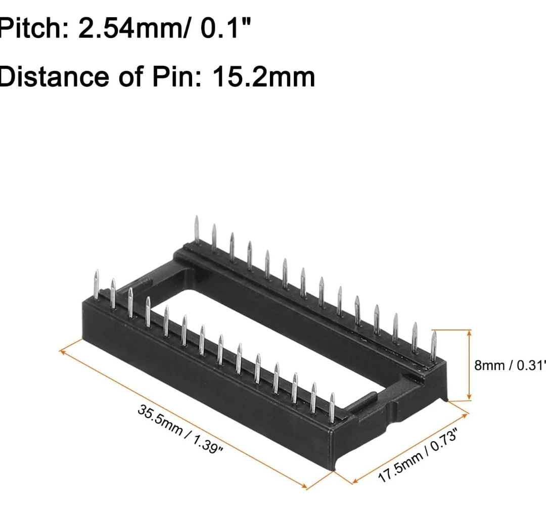 IC Sockets - 28 Pin DIP - Black 10pcs