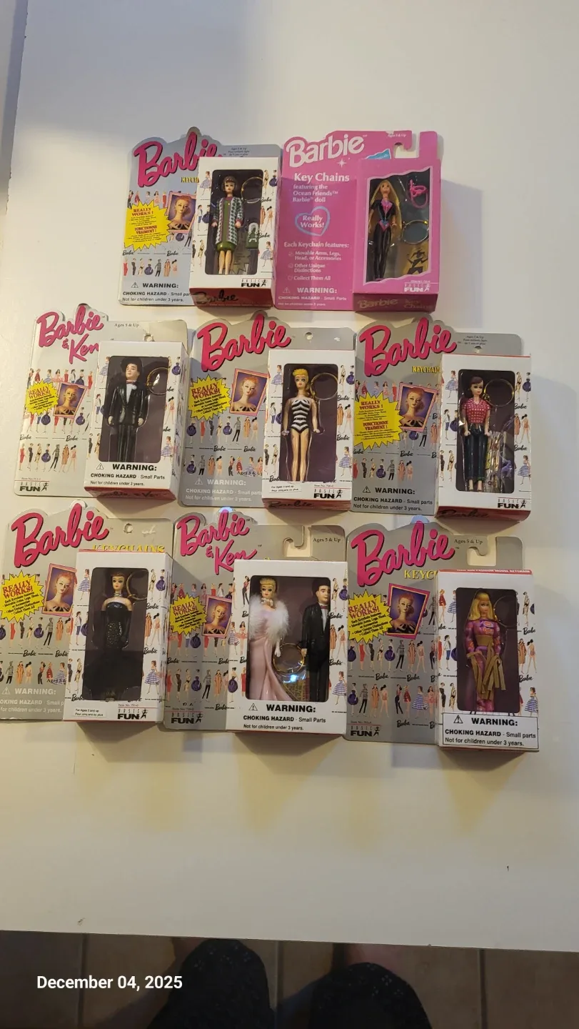 Vintage Barbie & Ken Keychain Dolls - New in Box!