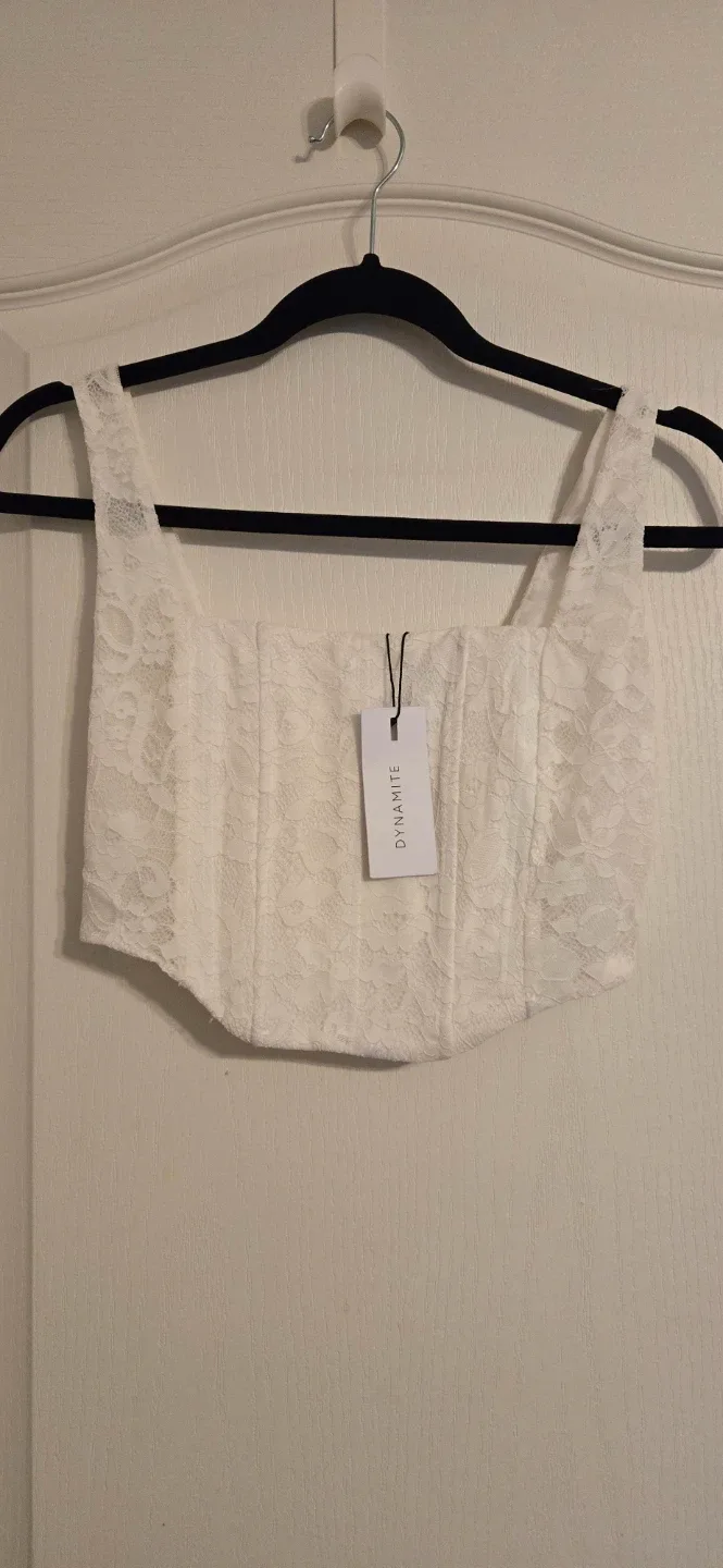 Dynamite White Lace Corset Top - Size S