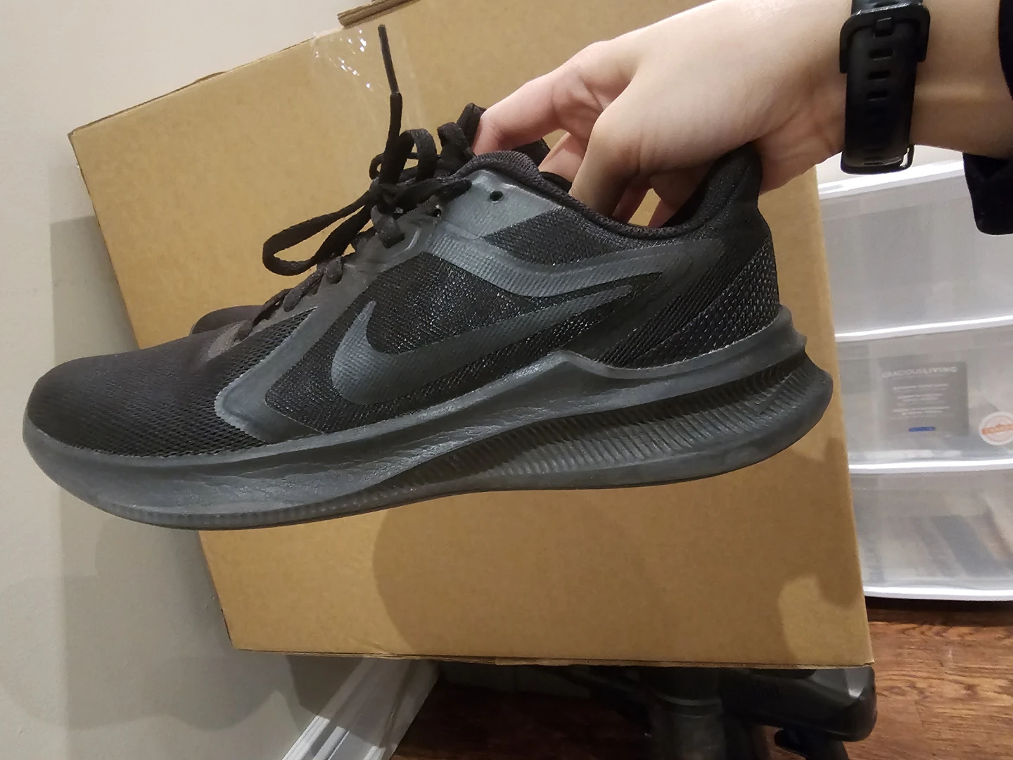 Nike Downshifter 12 Black Running Shoes women size 8