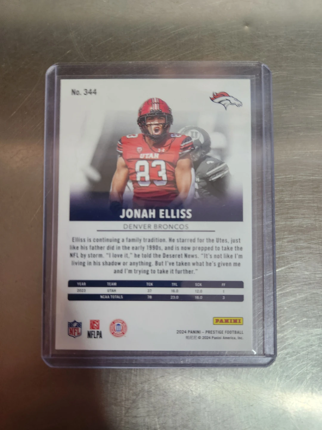 Jonah Elliss Denver Broncos 2024 Panini Prestige Rookie Card - photo 2