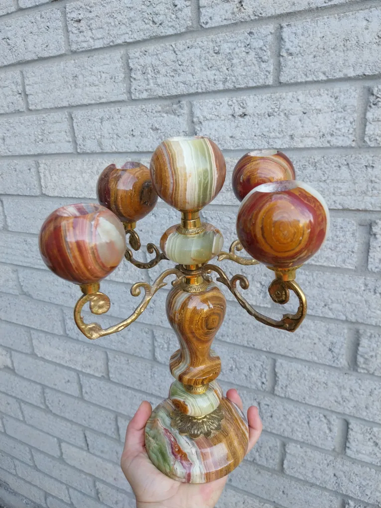 Onyx Marble Candelabra / Candle Holder