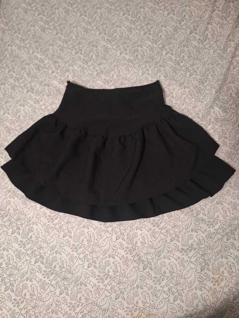 Black Ruffle Mini Skirt