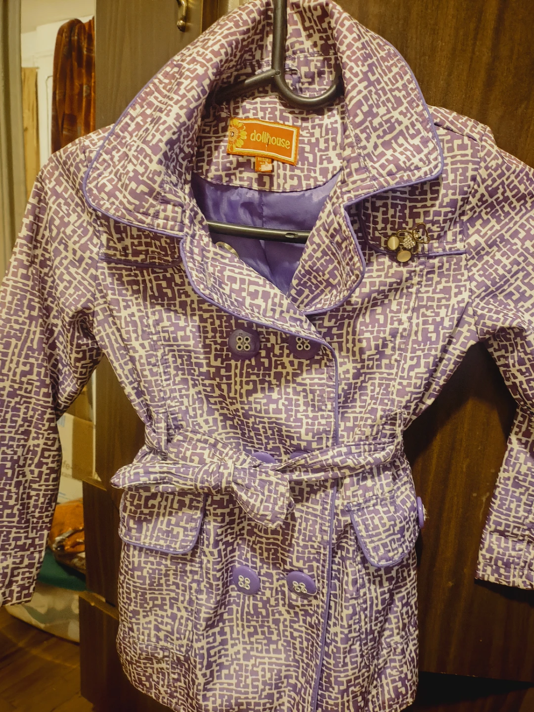 #Cleanout Dollhouse Girls Purple Trench Coat - Size M (5-6) - photo 3