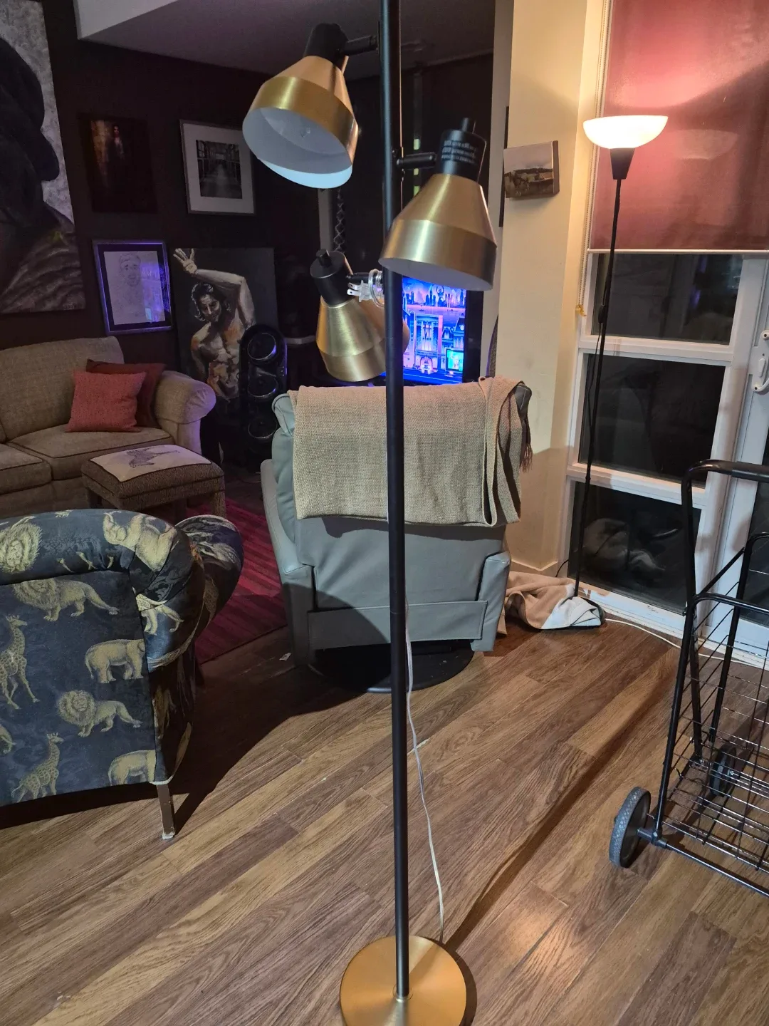 Gold & Black Multi-Light Floor Lamp